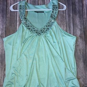 2XL Aqua sparkly tank with rhinestones